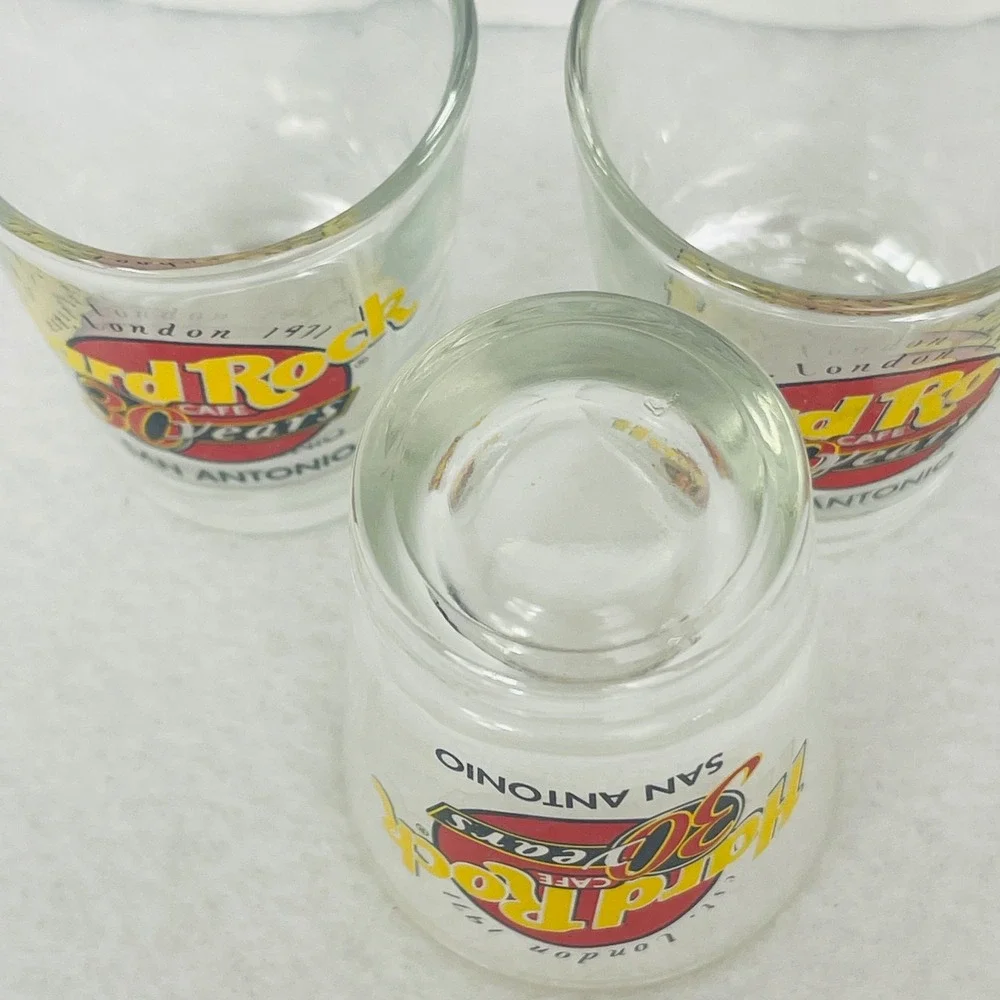 Hard Rock Cafe San Antonio 30 Years Anniversary Shot Glass Set of 3 Clear Logo